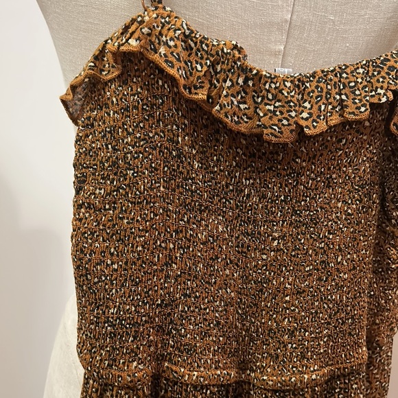 Urban Outfitters leopard ruffle chest lightweight mini dress sz small - Picture 5 of 11